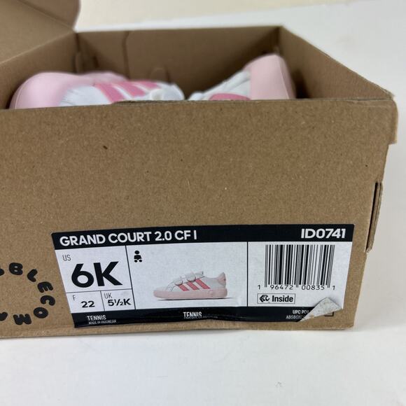 GRAND COURT 2.0 SHOES KIDS Size 6 Bubble Sole Pink White Leather - Picture 11 of 12